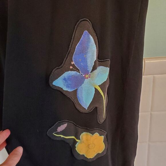 Vintage 90s Black Floral Embroidered Sleeveless Maxi Dress V Neck Cottagecore - Picture 4 of 12